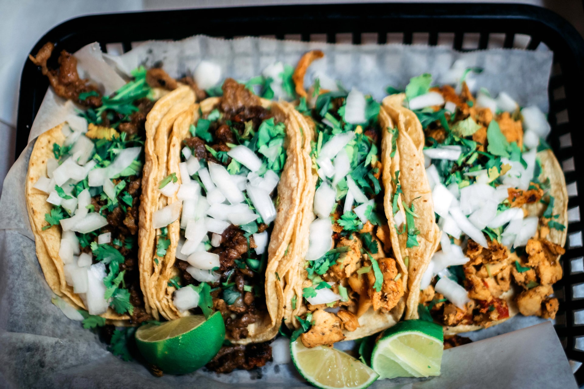 basket of four tacos